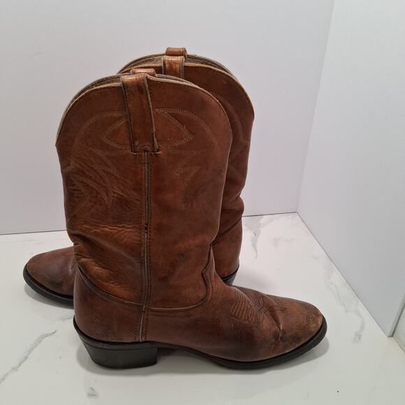 Durango Cowboy Western Pointed Toe  Men Pull On Leather Boots Tan Brown SZ-9 EE main image 13